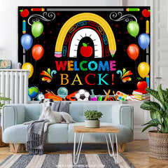 Lofaris Colorful Little Patterns Black Back To School Backdrop