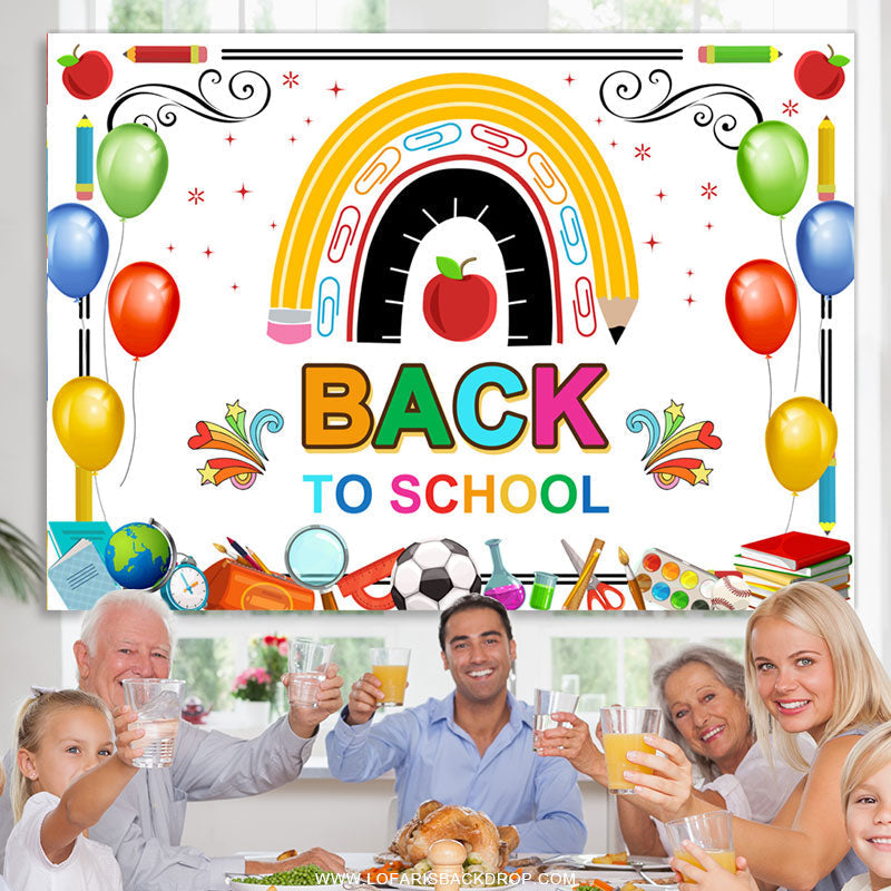 Lofaris Colorful Little Patterns White Back To School Backdrop