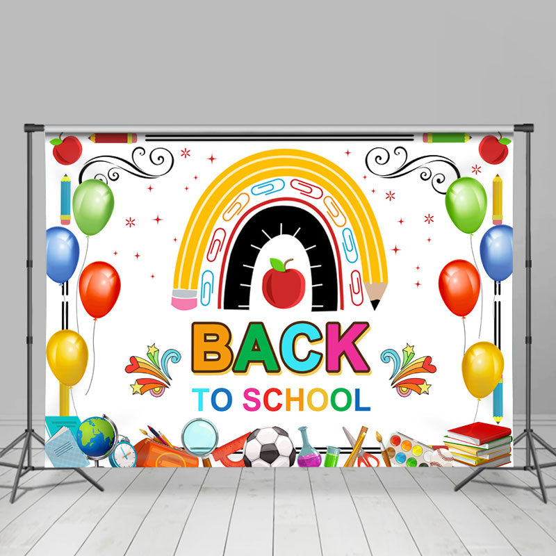 Lofaris Colorful Little Patterns White Back To School Backdrop