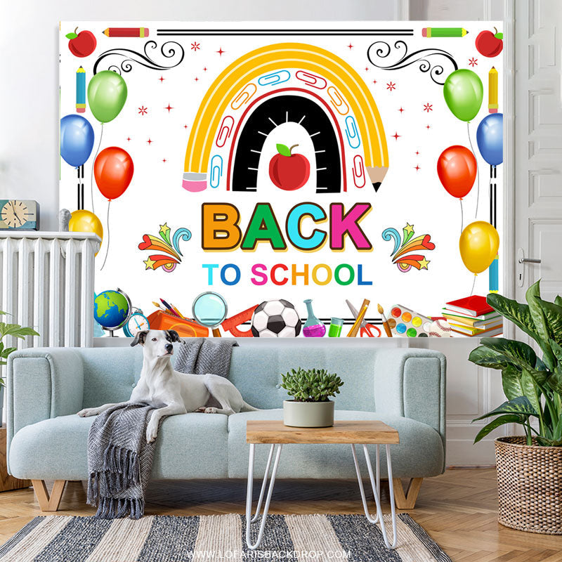 Lofaris Colorful Little Patterns White Back To School Backdrop