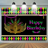 Lofaris Colorful Mask Masquerade Theme Happy Birthday Backdrop