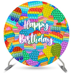 Brown Stripe Wooden Circle Happy Birthday Backdrop
