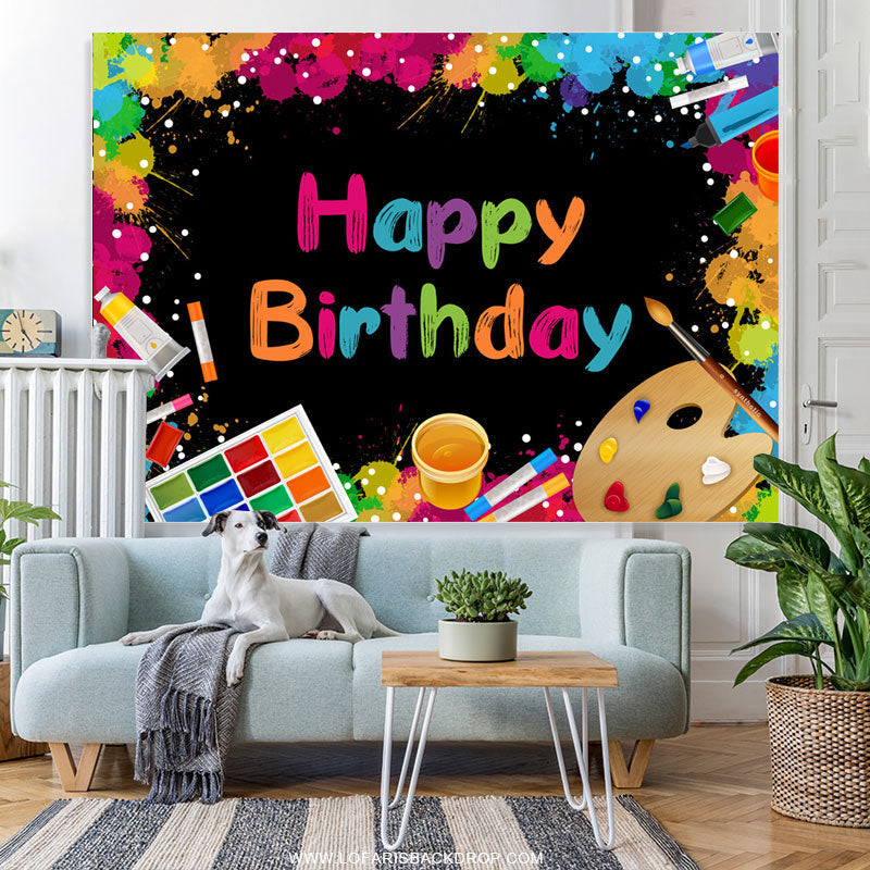 Lofaris Colorful Printed Graffiti Black Backdrop For Birthday