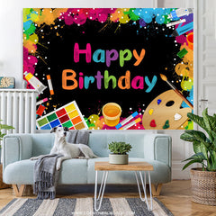 Lofaris Colorful Printed Graffiti Black Backdrop For Birthday