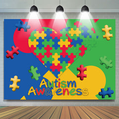 Lofaris Colorful Puzzle Heart Autism Awareness Dance Backdrop