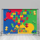 Lofaris Colorful Puzzle Heart Autism Awareness Dance Backdrop