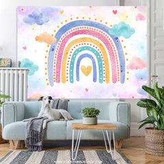Lofaris Colorful Rainbow Clouds Girls Birthday Party Backdrop