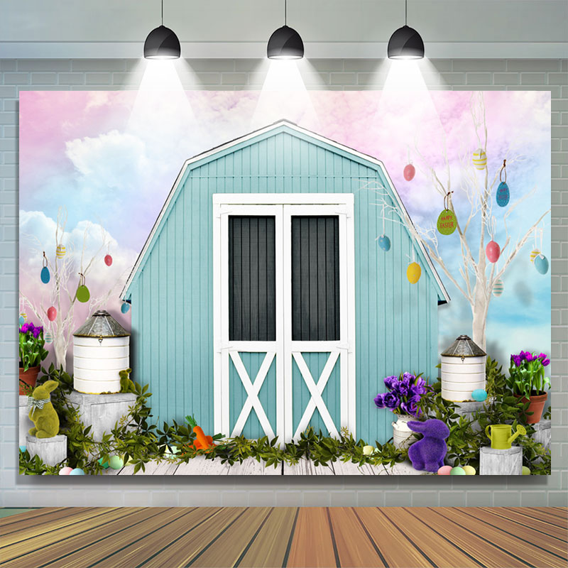 Lofaris Colorful Sky Cowboy Wooden Spring Easter Backdrop