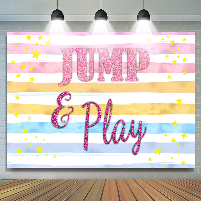 Lofaris Colorful Stripe Star Jump And Play Night Party Backdrop