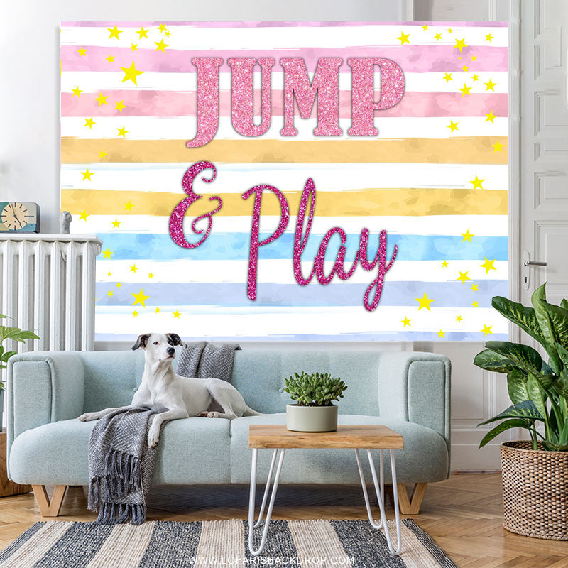 Lofaris Colorful Stripe Star Jump And Play Night Party Backdrop