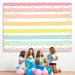 Lofaris Colorful Stripes And Glitter Dots Birthday Backdrop