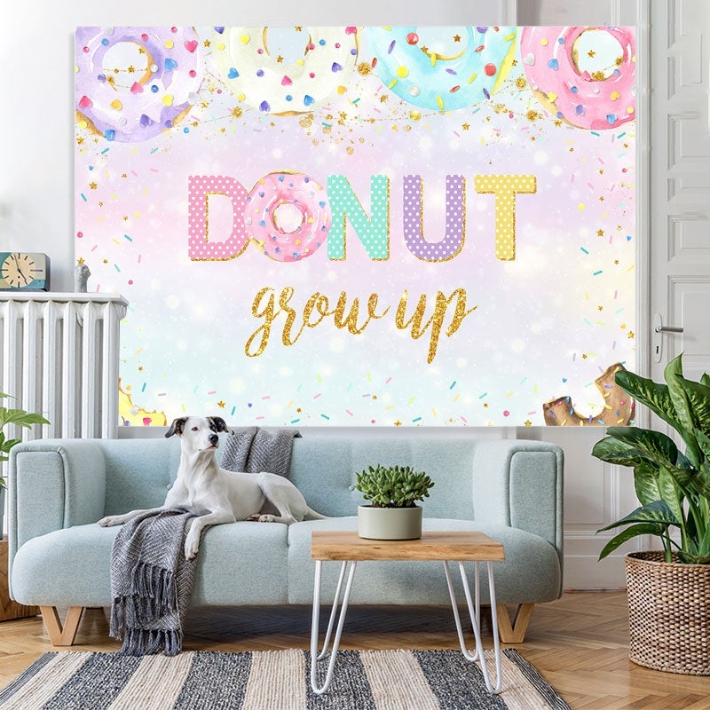 Lofaris Colourful Donuts and Confetti Grow up Party Backdrop