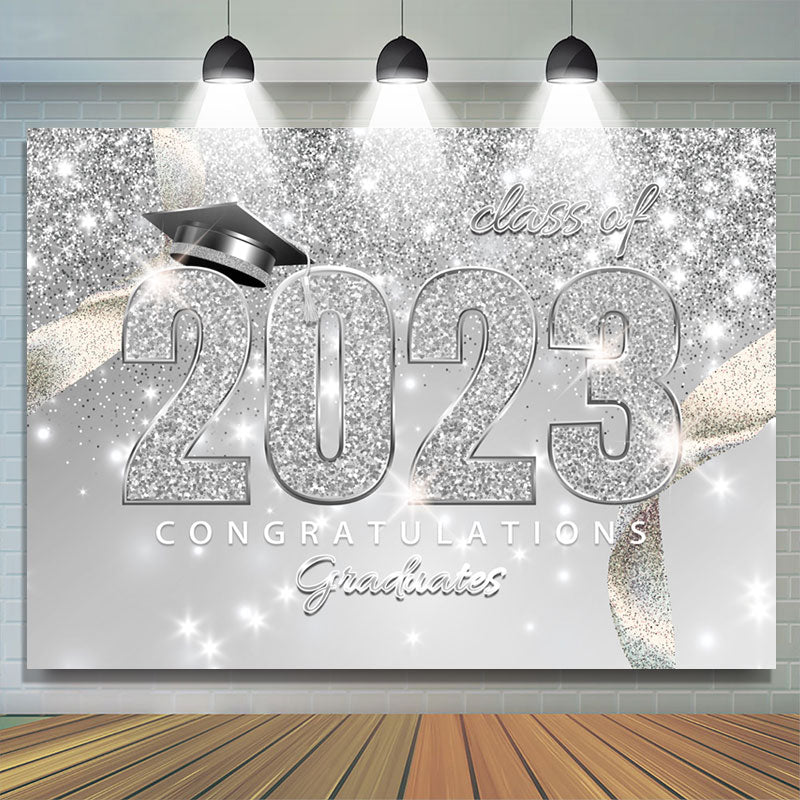 Lofaris Congratulations Class Of 2023 Glitter Graduate Backdrop