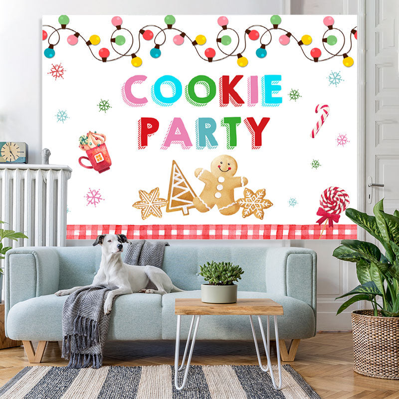Lofaris Cookie Party Snowflake Christmas Tree Lights Backdrop