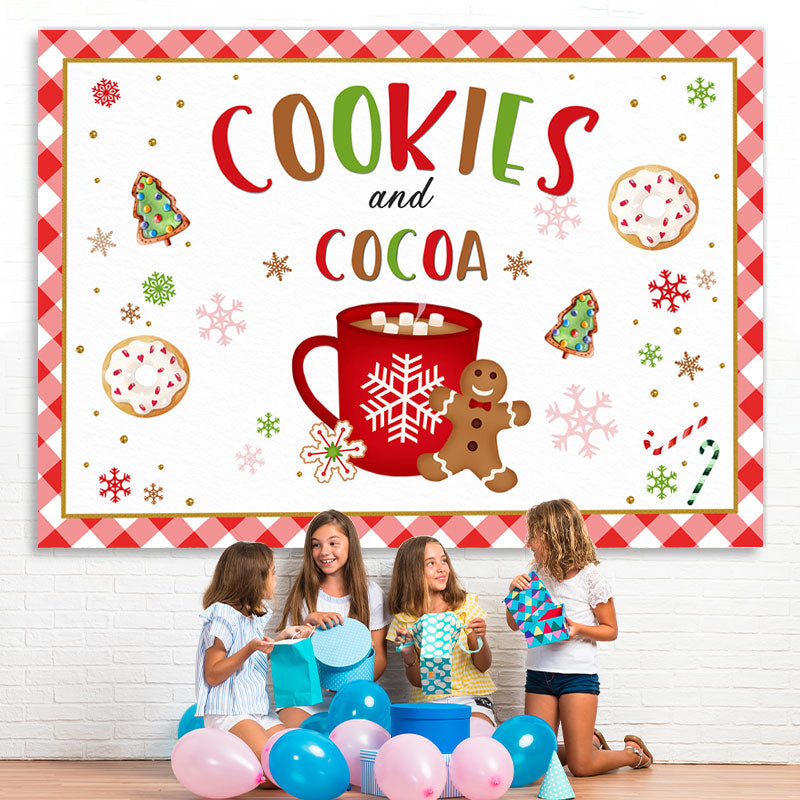 Lofaris Cookies and Cocoa Gingerbread Snowflake Backdrop for Party