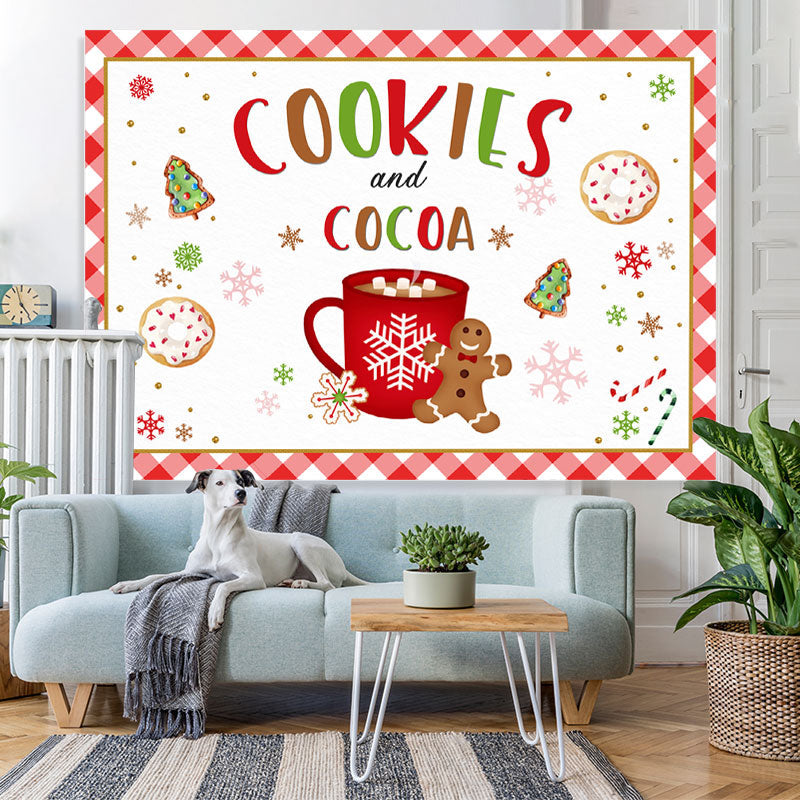 Lofaris Cookies and Cocoa Gingerbread Snowflake Backdrop for Party