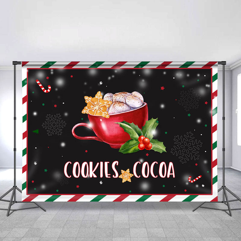 Lofaris Cookies Cocoa Red Cup Snowflake Christmas Backdrop