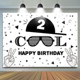 Lofaris Cool Two Black White Happy 2nd Birthday Backdrop