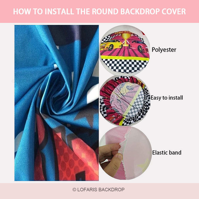Lofaris Pink Floral With Happy Girl Wedding Round Backdrop Kit