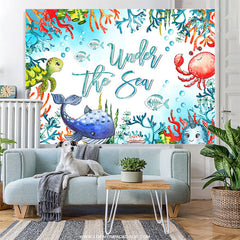 Lofaris Coral Whale Fish Under The Sea Birthday Backdrop