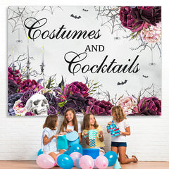 Lofaris Costumer and Cocktails Skeleton Halloween Backdrop