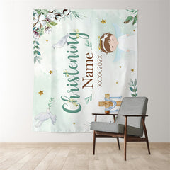 Lofaris Spring Greenery Christening Angel Dove Baptism Backdrop