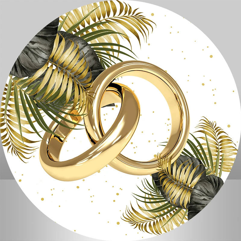 Lofaris Couple Rings Leaf Boho Round Wedding Backdrop Kit