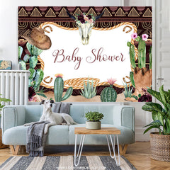 Lofaris Cowboy And Green Cactus Baby Shower Backdrop For Boy