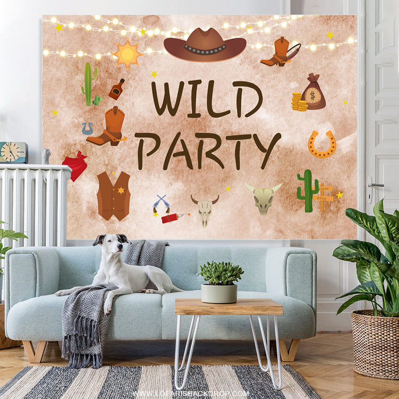 Lofaris Cowboy Pattern Wild Happy Birthday Party Backdrop Banner