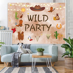 Lofaris Cowboy Pattern Wild Happy Birthday Party Backdrop Banner