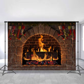 Lofaris Cozy Dark Brown Christmas Stocking And Stone Backdrop