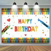 Lofaris Crayon Simple And Colorful Happy Birthday Backdrop