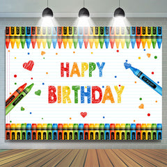 Lofaris Crayon Simple And Colorful Happy Birthday Backdrop