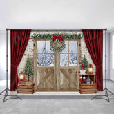 Lofaris Curtain Christmas Wreath Backdrop For Party