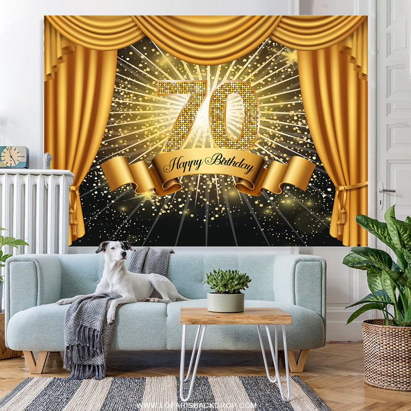 Lofaris Curtain Glitter 70 Simple Happy Birthday Backdrop