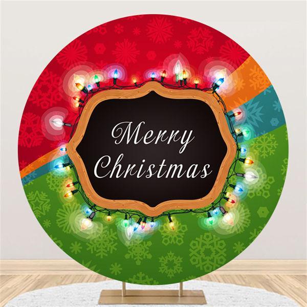 Lofaris Custom Circle Light Merry Chrismas Party Backdrop