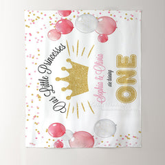 Lofaris Custom Gold Twins Little Princess 1st Birthday Backdrop