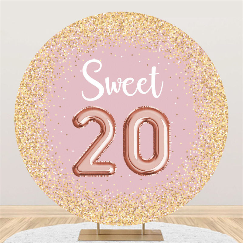Lofaris Custom Round Pink 20th Birthday Backdorp For Party