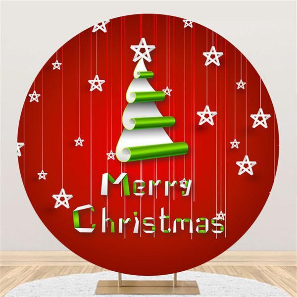 Lofaris Custom Round Star With Red Merry Christmas Backdrop