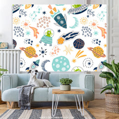Lofaris Cute Alien World Space Rocket Theme Party Backdrop
