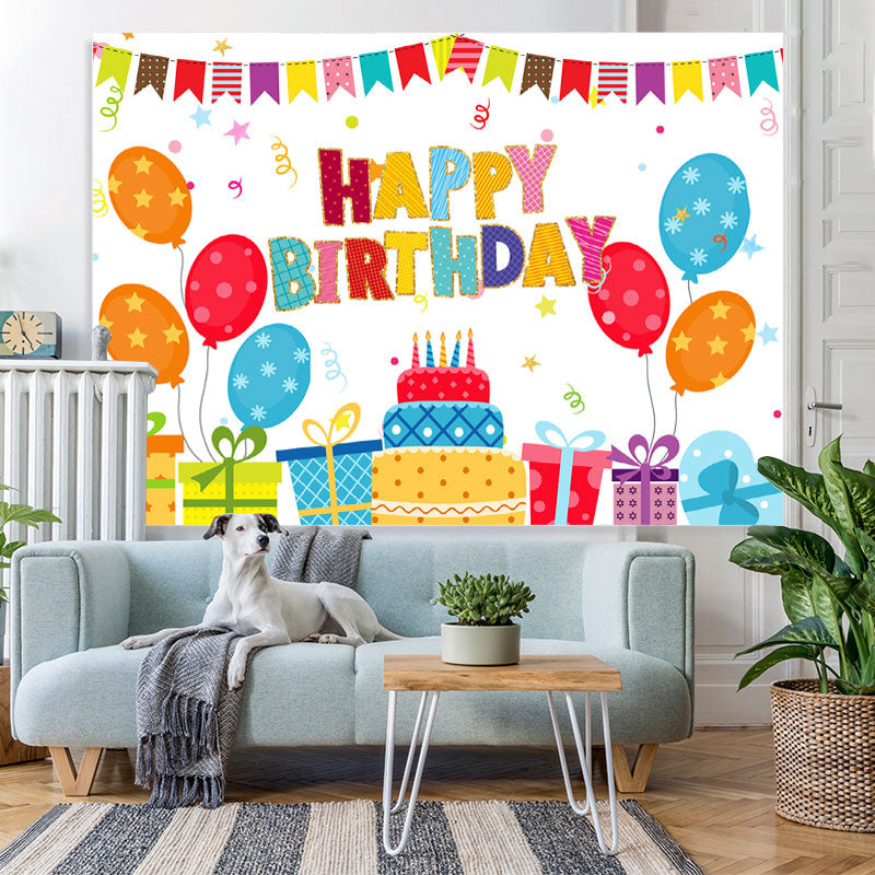 Lofaris Cute And Lovely Balloon Gifts Happy Birthday Backdrop