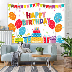 Lofaris Cute And Lovely Balloon Gifts Happy Birthday Backdrop