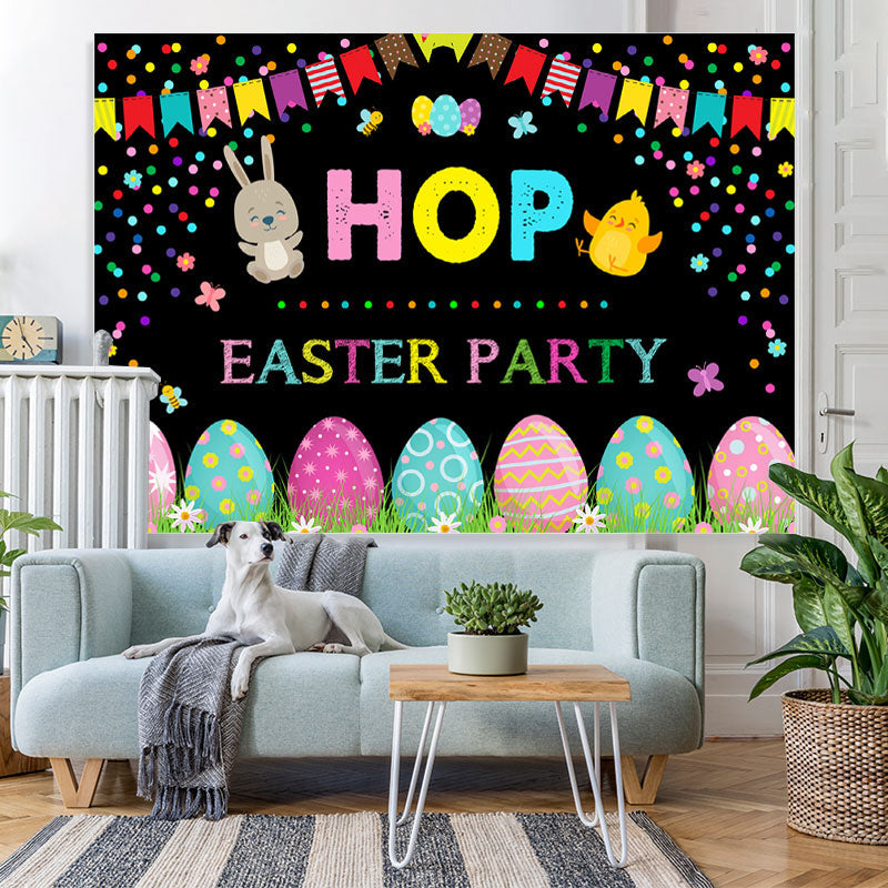Lofaris Cute Animal Graffiti Egg Hop Easter Party Backdrop