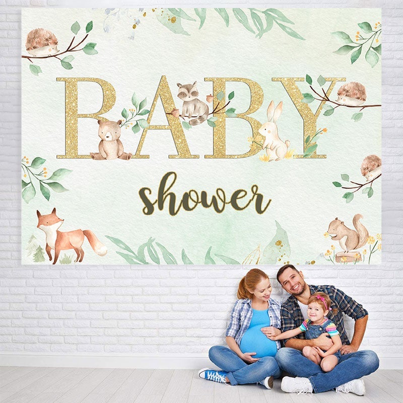 Lofaris Cute Animal Green Baby Shower Backdrop for Photoshoot