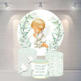 Lofaris Round Cute Baby And Leaves Shower Backdrop For Party