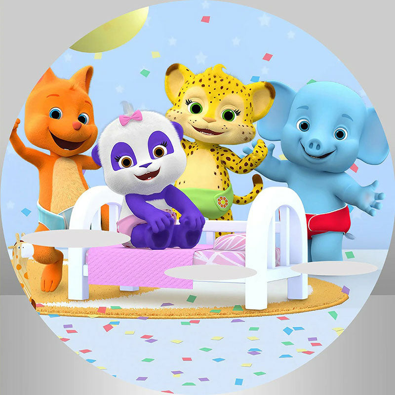 Lofaris Cute Baby Animal Shower Circle Backdrop Kit