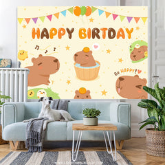 Lofaris Cute Bears Ducks Star Balloon Flag Birthday Backdrop