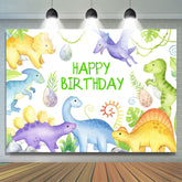 Lofaris Cute Dinosaur Plants Happy Birthday Backdrop For Boy