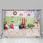 Lofaris Cute Elk Flag White Snowtree Winter Backdrop For Party