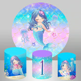 Lofaris Cute Mermaid Round Backdrop Kit For Baby Shower